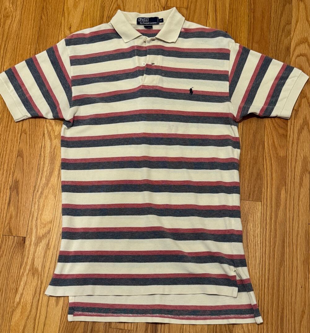 Vintage 90s Polo Ralph Lauren cream with black & red stripes | cotton knit